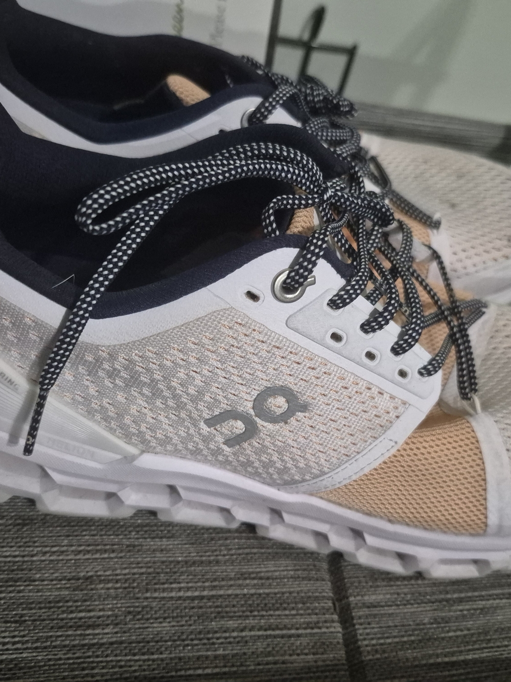 On Cloudrunner Women's Running Sneakers in White and Beige